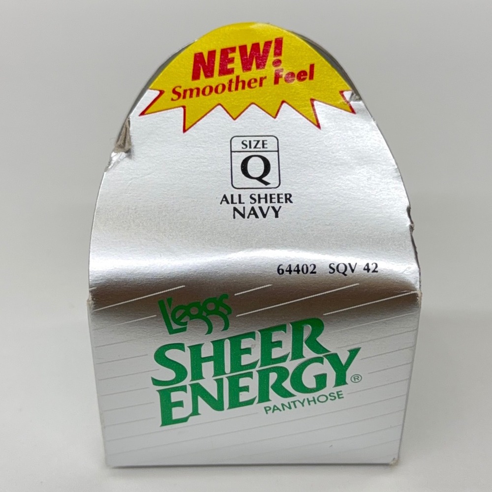Vintage 1992 L'eggs Sheer‎ Energy Pantyhose All Sheer Navy Size Q Queen 64402